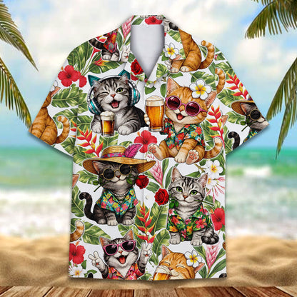 Additional front view of the tropical floral hawaiian shirt