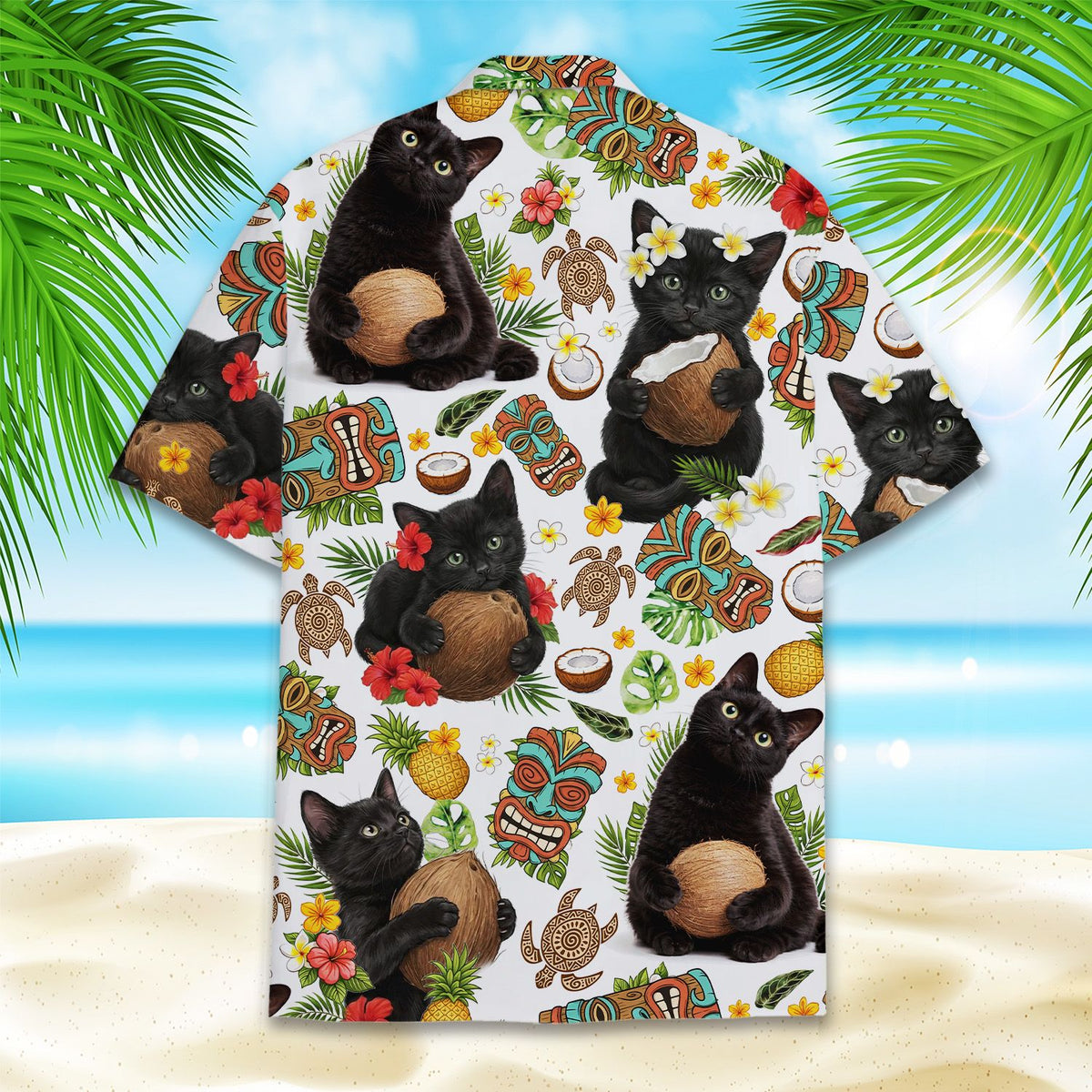 Detailed back view of the matching family hawaiian shirt