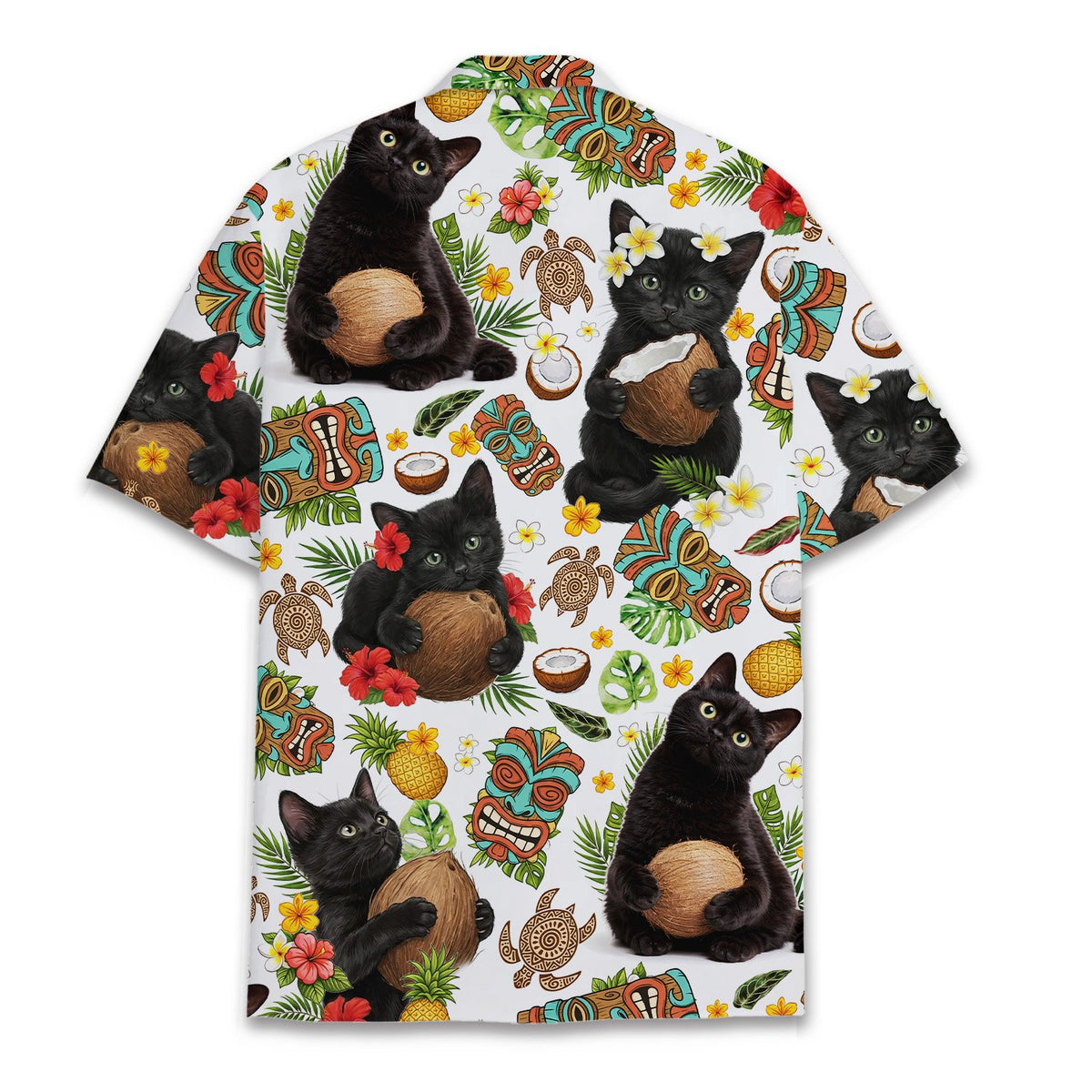 Back view of the white matching family hawaiian shirt