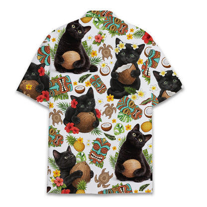 Back view of the white matching family hawaiian shirt