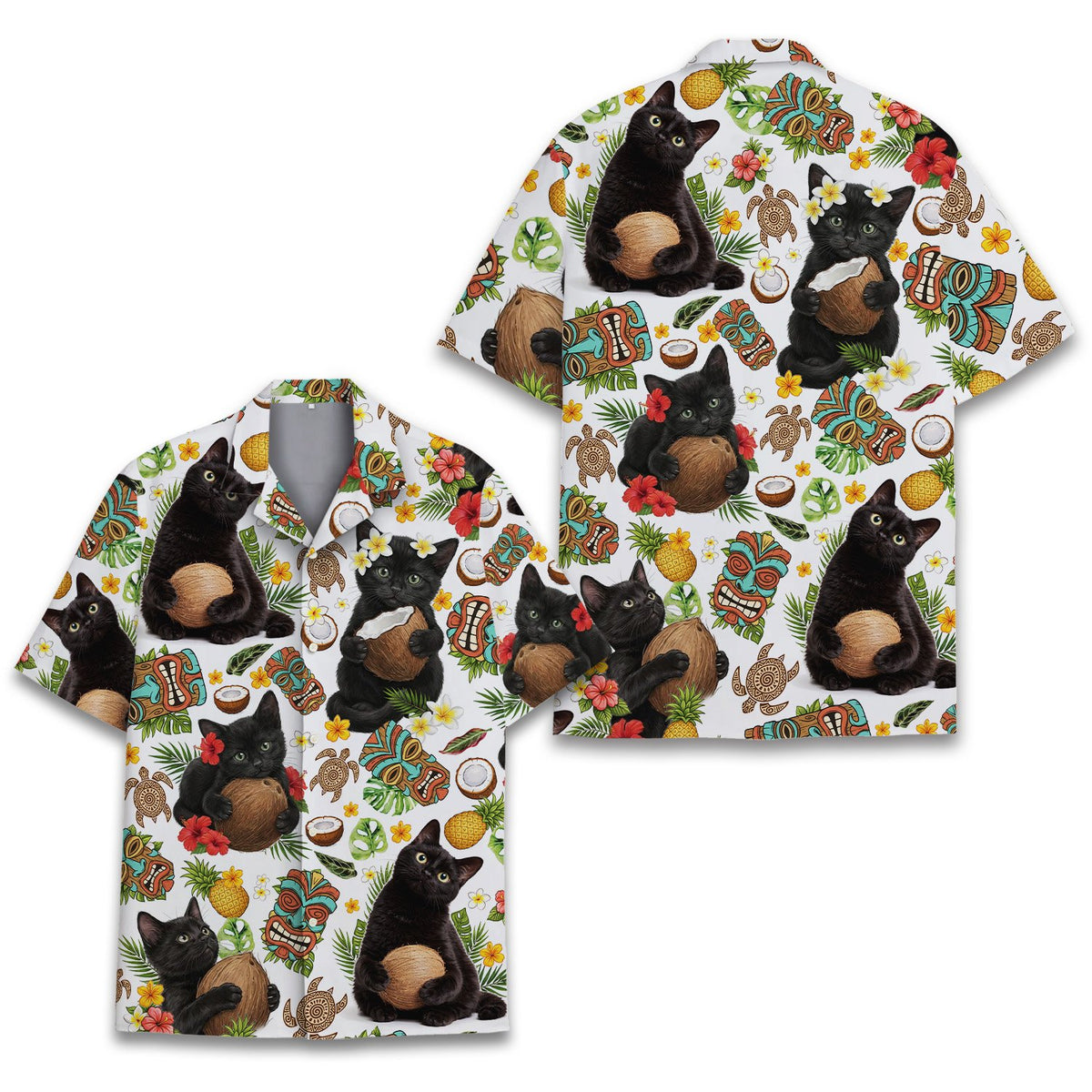 Detailed front view of the matching family hawaiian shirt button placket