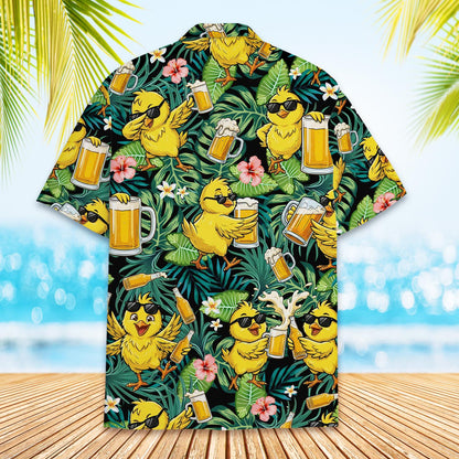 Back view detail of chickens hawaiian shirt
