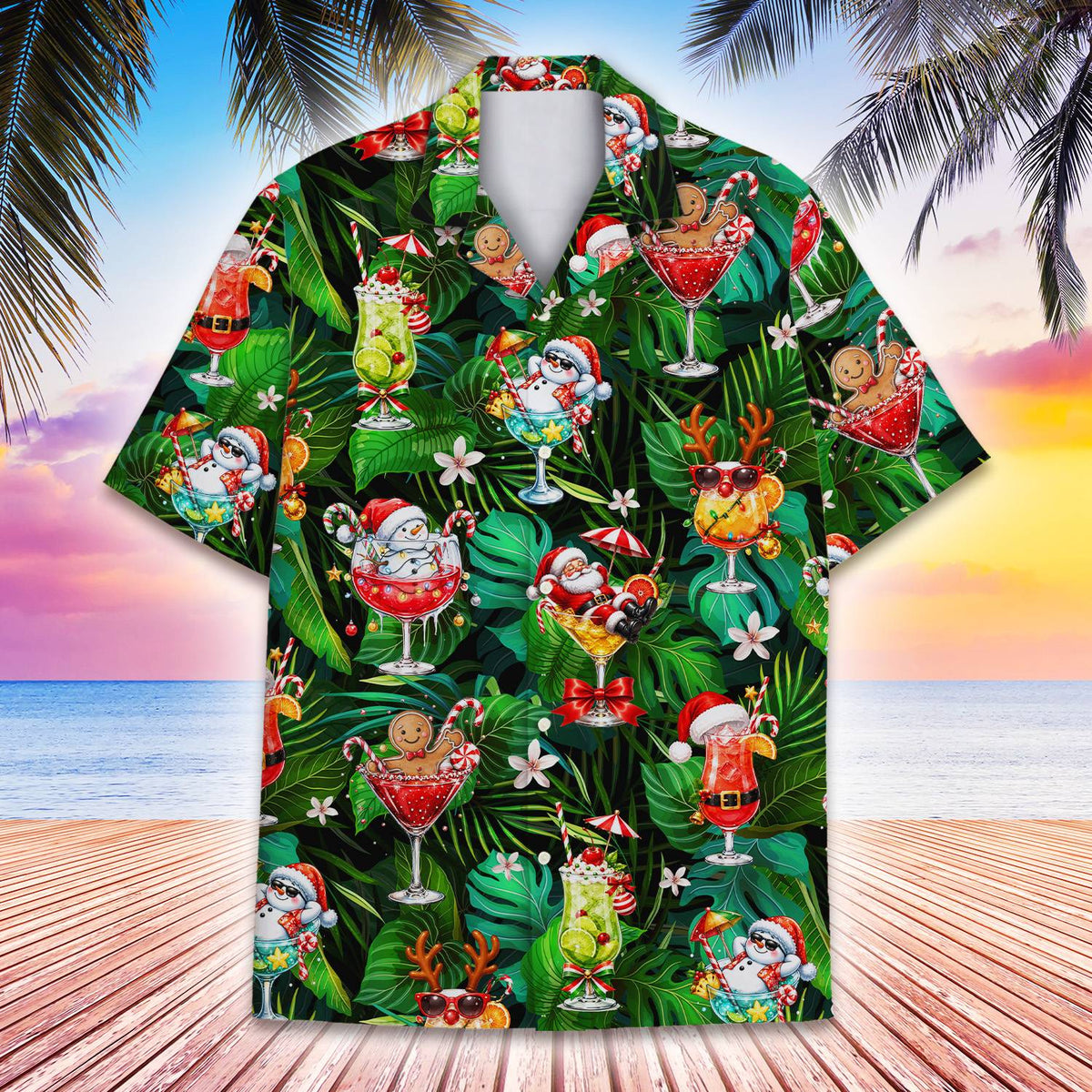 Alternative front view of the matching family hawaiian shirt