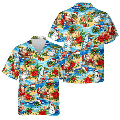 Another front view of the tropical christmas hawaiian shirt