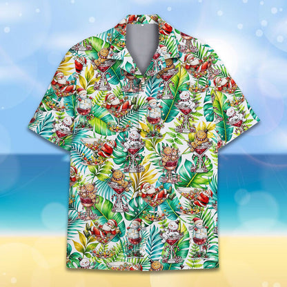 Front view of the tropical Christmas Hawaiian shirt