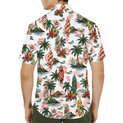Group wearing tropical Christmas hawaiian shirts lifestyle view