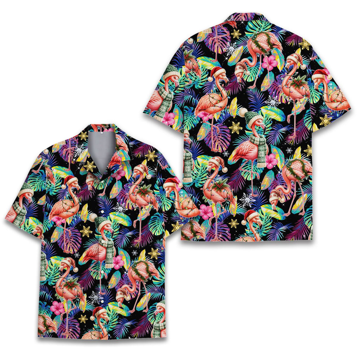 Another lifestyle view of the tropical christmas hawaiian shirt