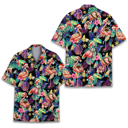 Another lifestyle view of the tropical christmas hawaiian shirt