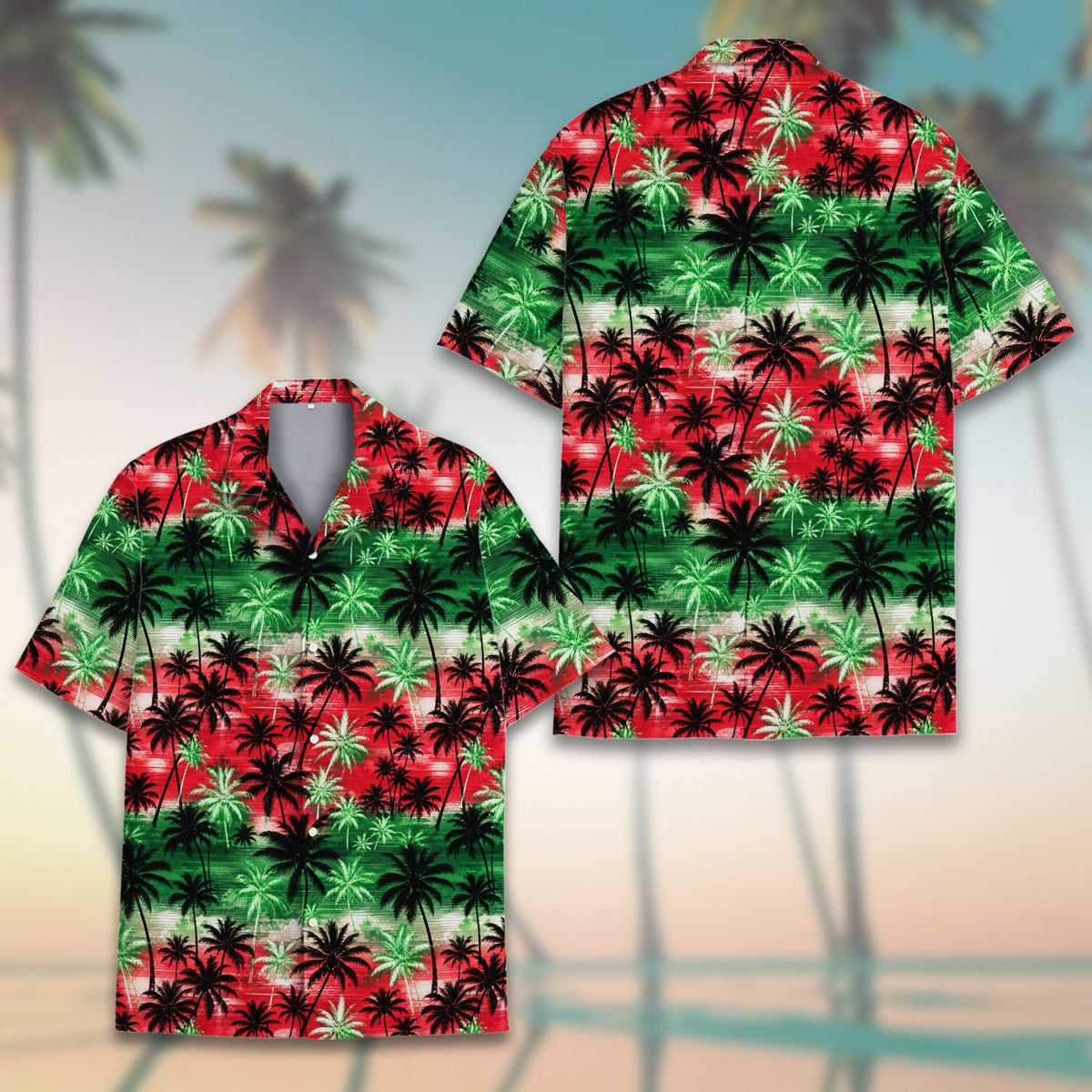 Folded view of the tropical christmas hawaiian shirt