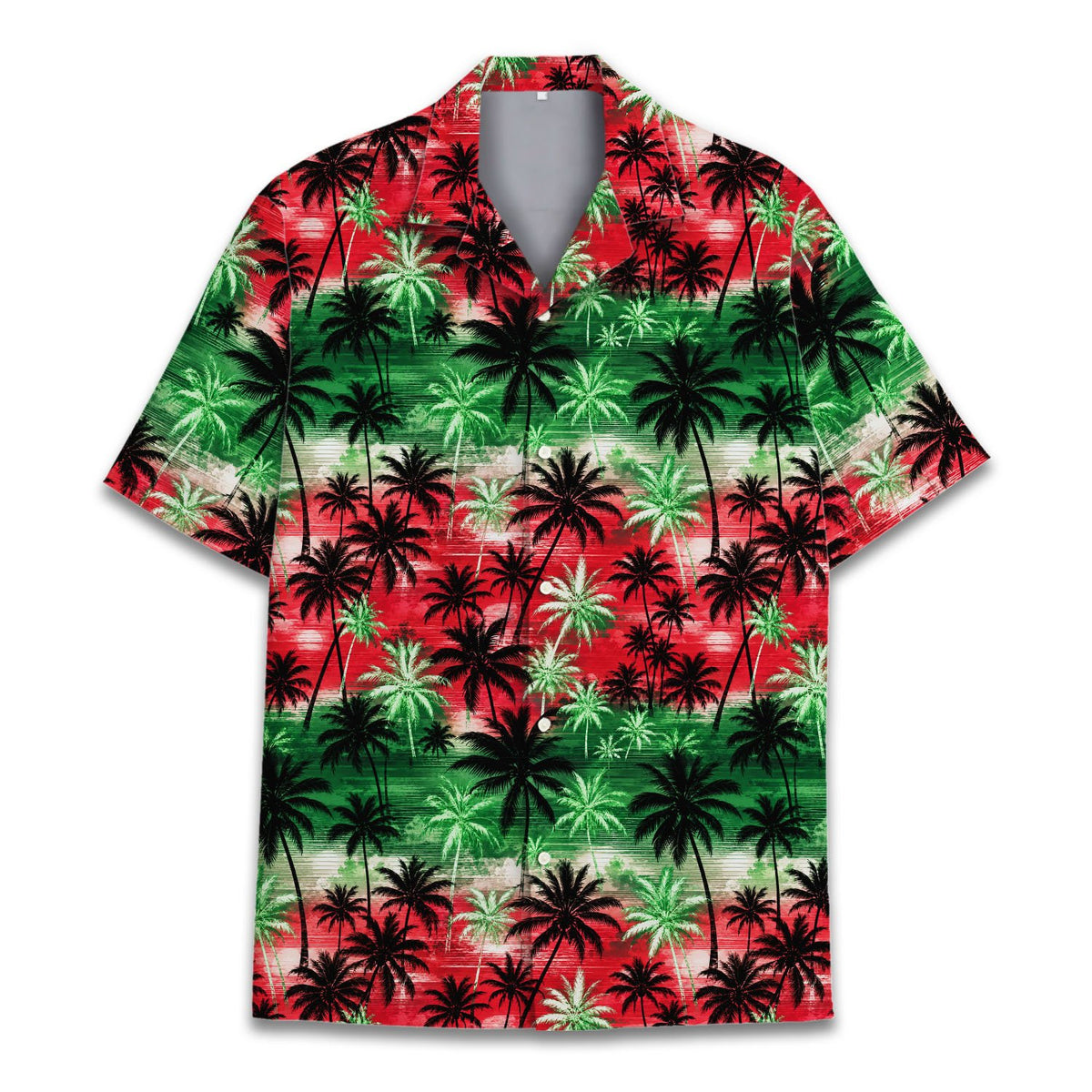 Flat lay presentation of the matching family hawaiian shirts