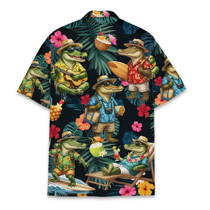 Back view of the crocodiles hawaiian shirt