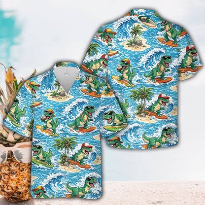 Another front view of the matching family hawaiian shirt