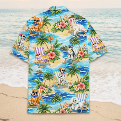 Detailed back view of the vibrant beach hawaiian shirt