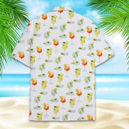 Detailed back view displaying the vibrant summer cocktail print