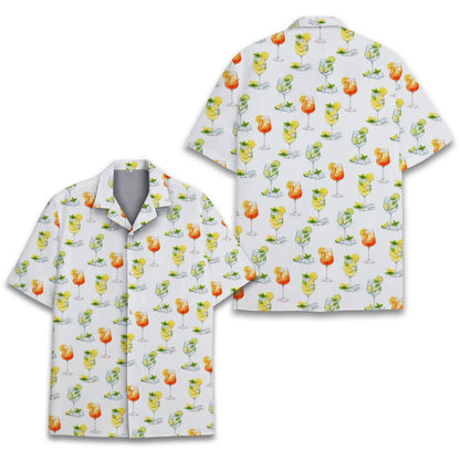 Close-up front view of the watercolor citrus and mint leaf drink pattern
