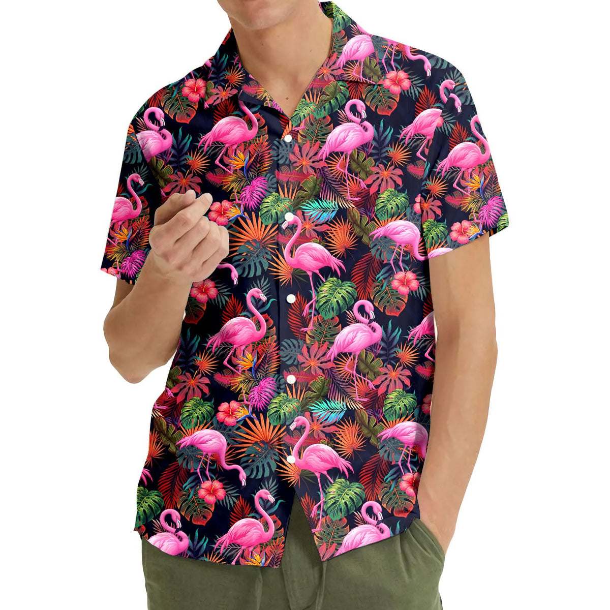 Lifestyle image showing the matching family hawaiian shirts worn in a summer setting