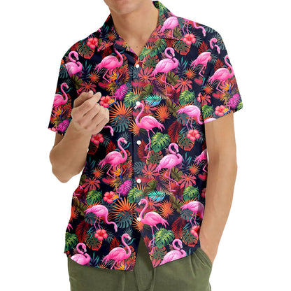 Lifestyle image showing the matching family hawaiian shirts worn in a summer setting