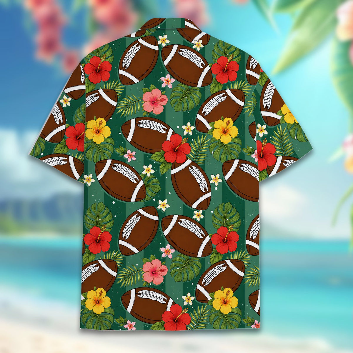 Alternate back view of the matching family Hawaiian shirt