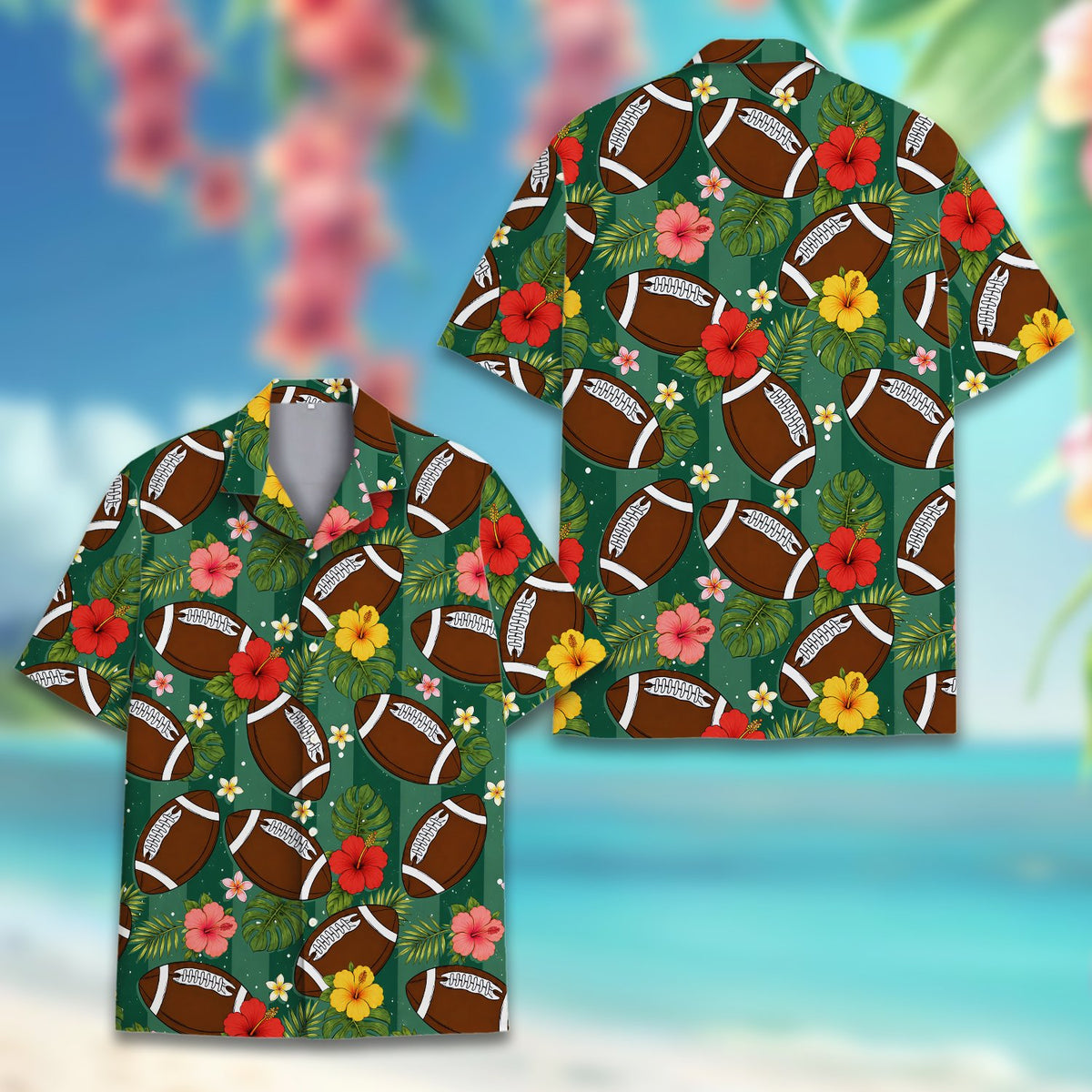 Alternate front view of the floral Hawaiian shirt women's and family style