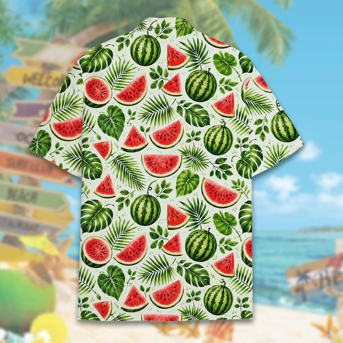 Alternative back view of the tropical floral matching family hawaiian shirt