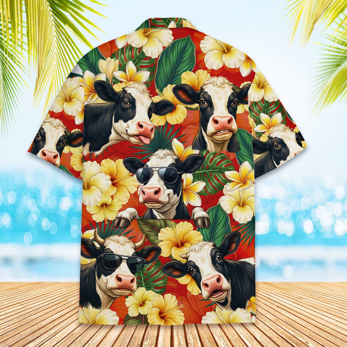Tropical floral hawaiian shirt, full back view