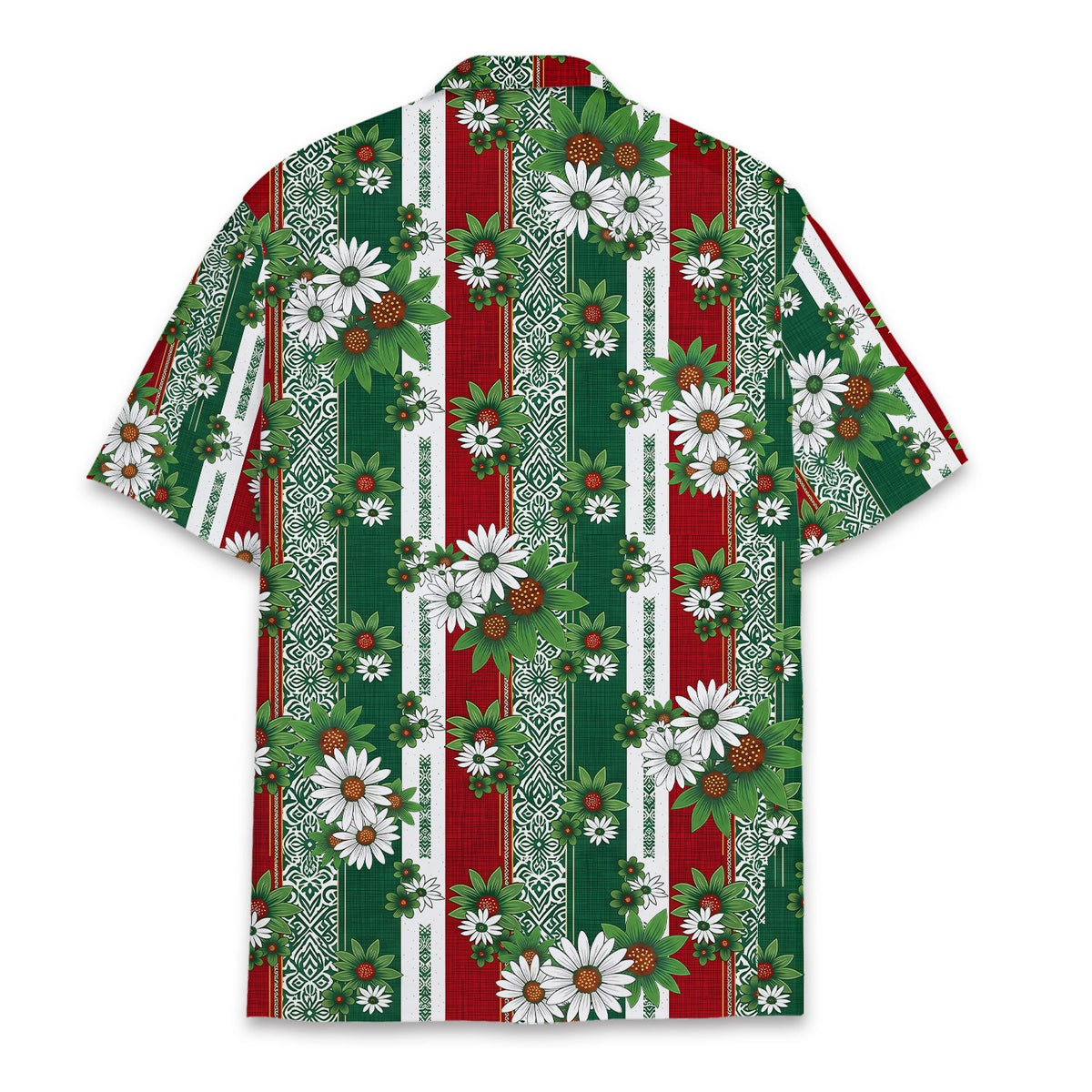 Matching family hawaiian shirts in black with neon prints, alternate front view 3
