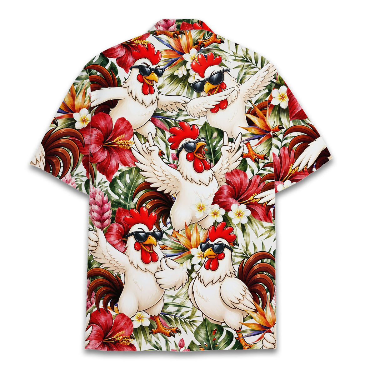 Back view of the tropical floral hawaiian shirt