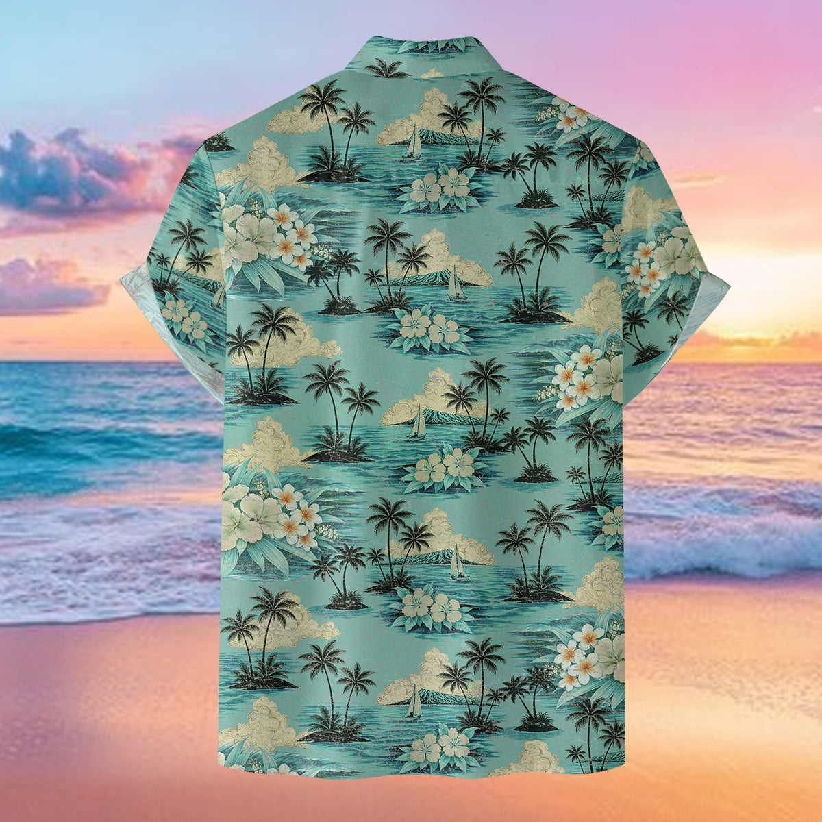 Back view of the tropical floral hawaiian shirt