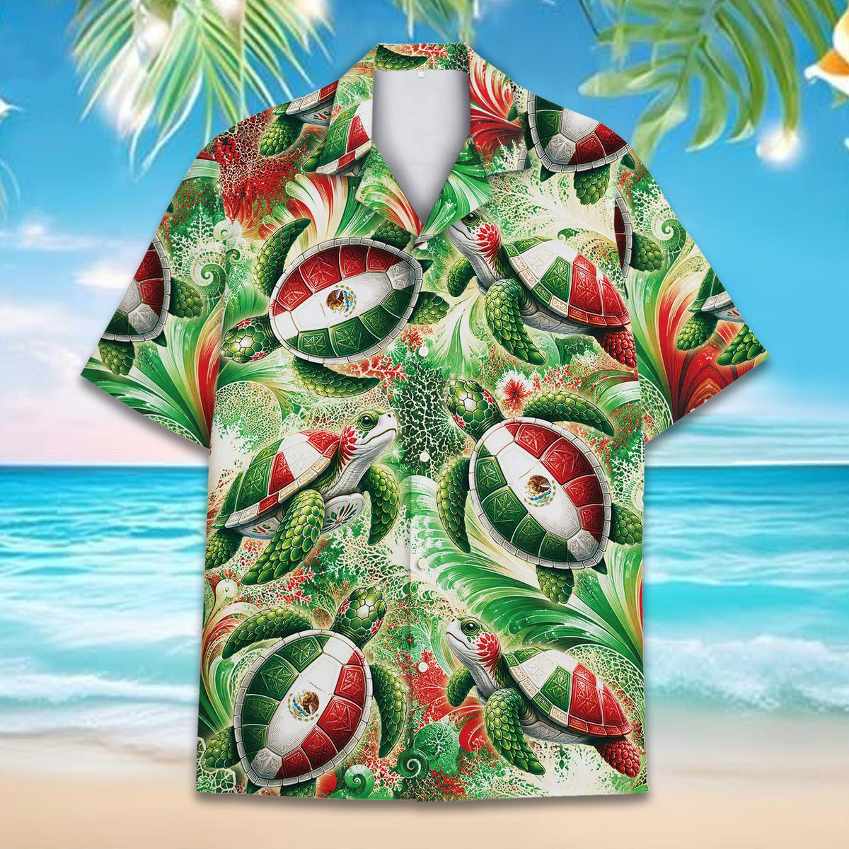 Another front view of the matching family hawaiian shirt design