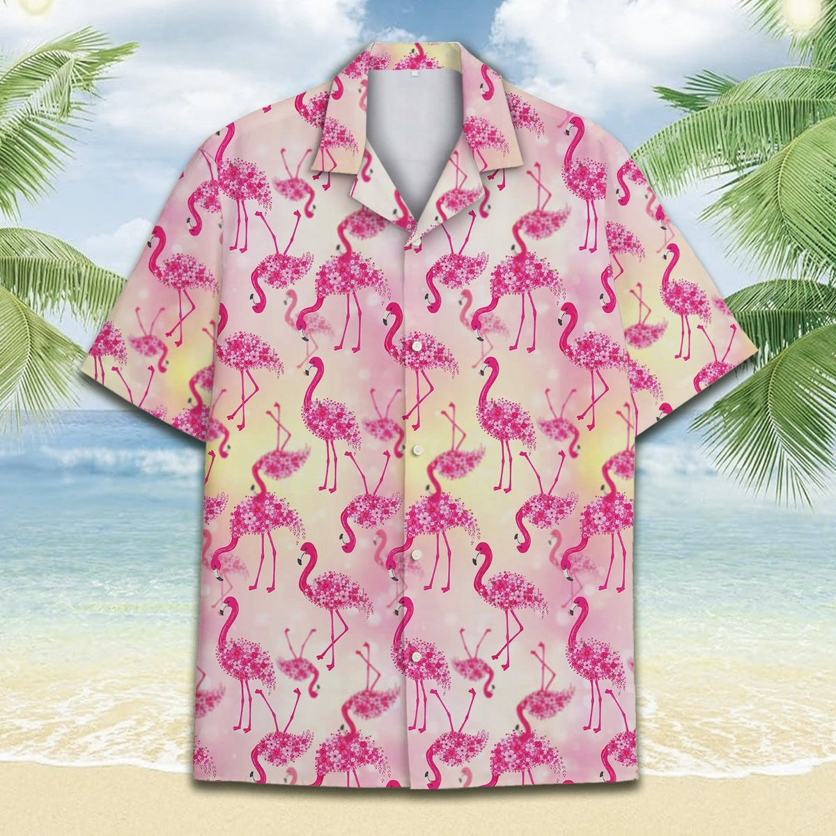 Detailed front view of the matching family hawaiian shirt