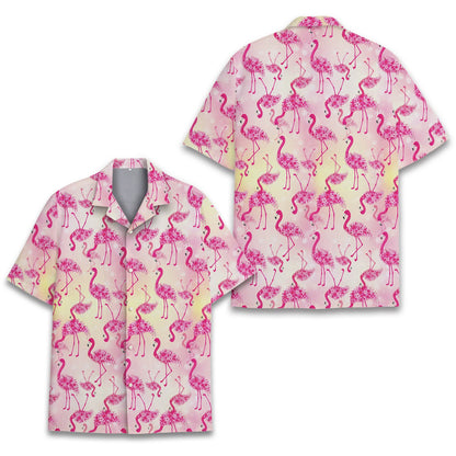 Another front view showing the pink floral flamingo pattern