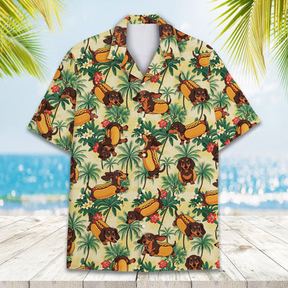 Another front view showcasing the palm trees and floral design on the shirt