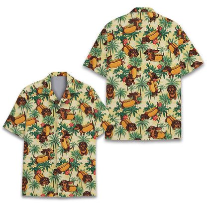 Flat lay front view of the tropical floral hawaiian shirt