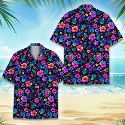 Close up front view of the tropical floral pattern