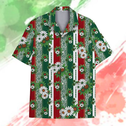 Tropical floral hawaiian shirt for families, front view