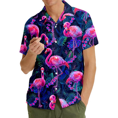 Another lifestyle view featuring the tropical floral hawaiian shirt