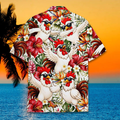 Second lifestyle view of the matching family hawaiian shirts