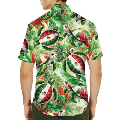 Additional lifestyle view of the tropical floral hawaiian shirt in a summer setting