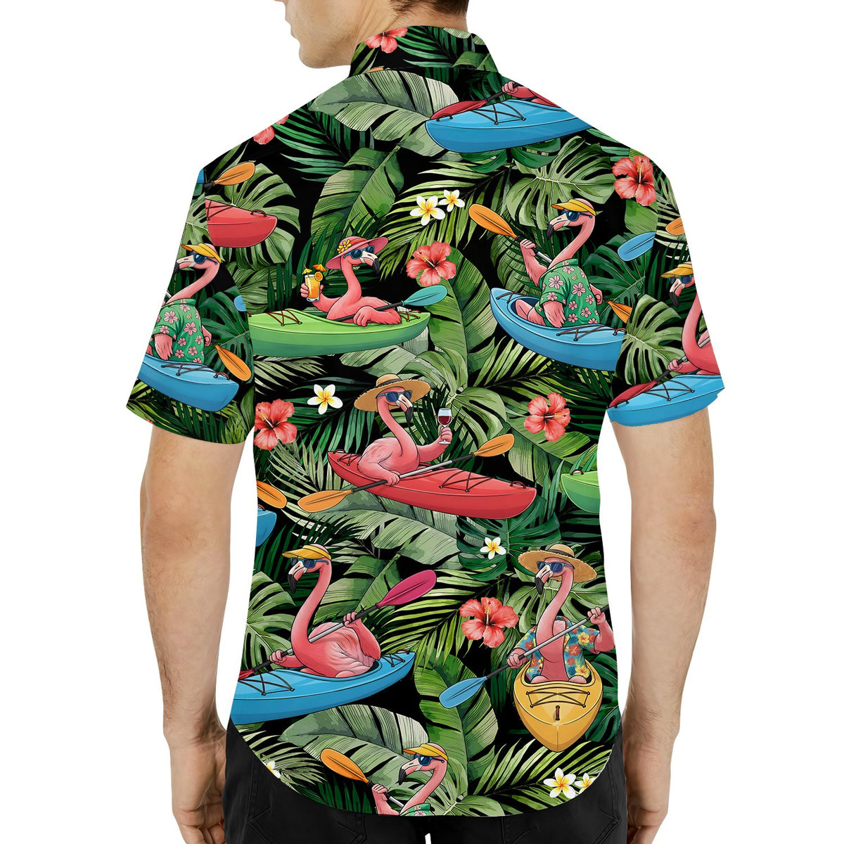 Third lifestyle view showing the vibrant matching family hawaiian shirt