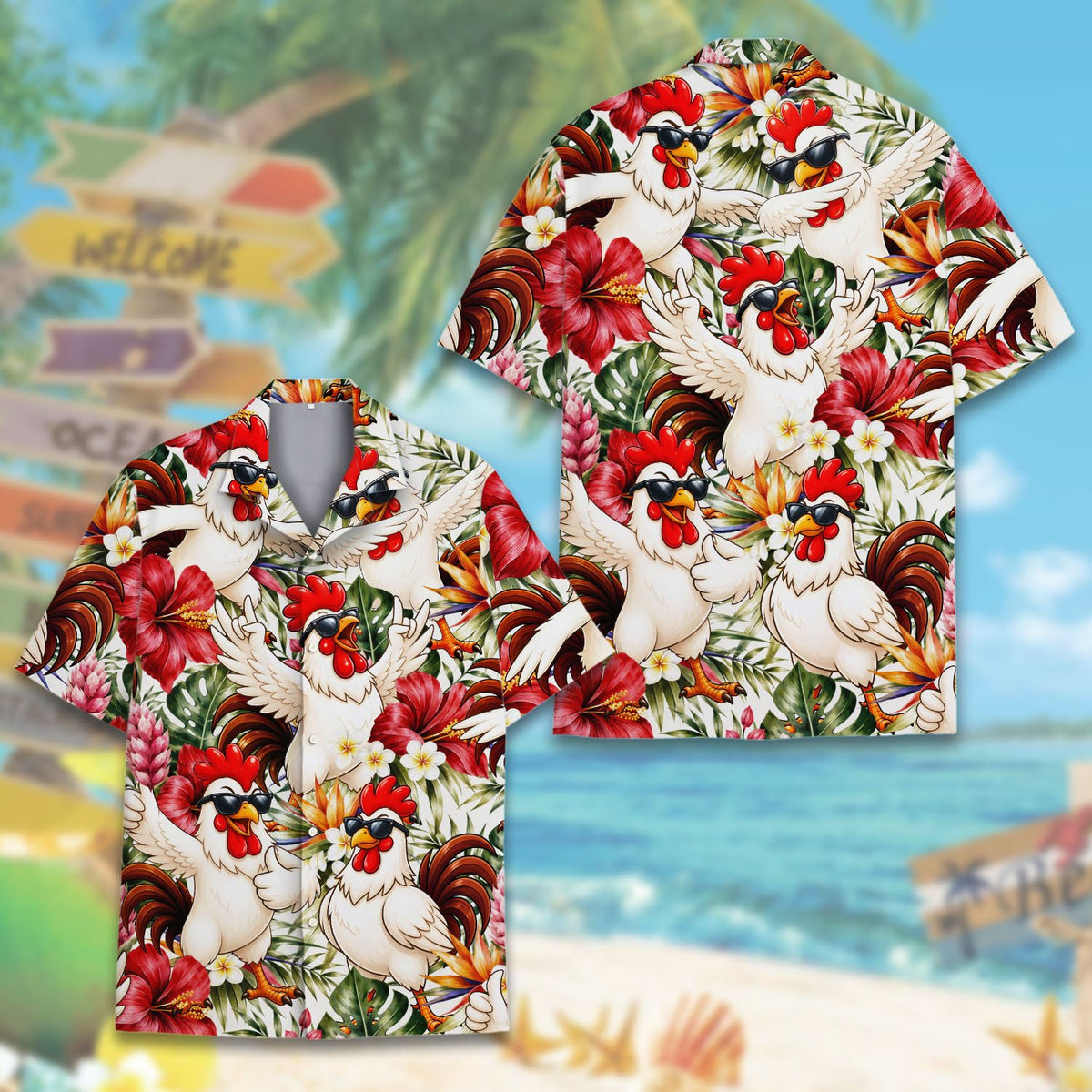 Fifth lifestyle view of the vibrant summer hawaiian shirt