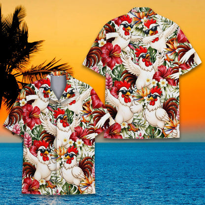 Sixth lifestyle view showcasing the fun tropical hawaiian shirt