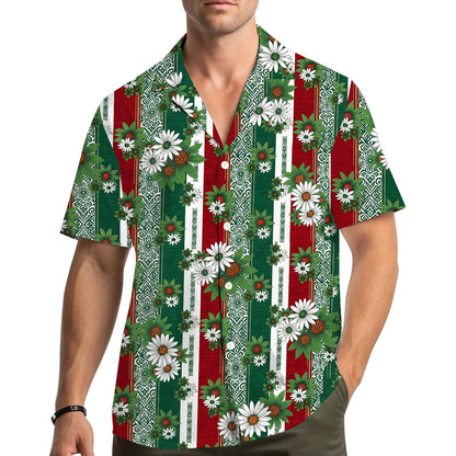 Tropical floral hawaiian shirt with neon parrots and hibiscus, alternate back view