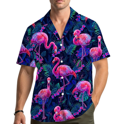 Lifestyle view of a person wearing the matching family hawaiian shirt in a summer setting
