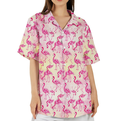 Lifestyle image of a person wearing the tropical floral hawaiian shirt outdoors