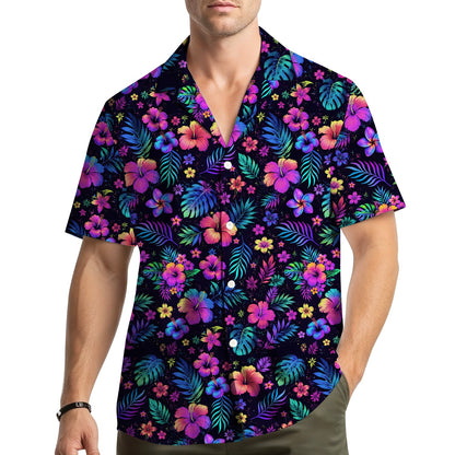 Lifestyle view of people wearing the matching family hawaiian shirts
