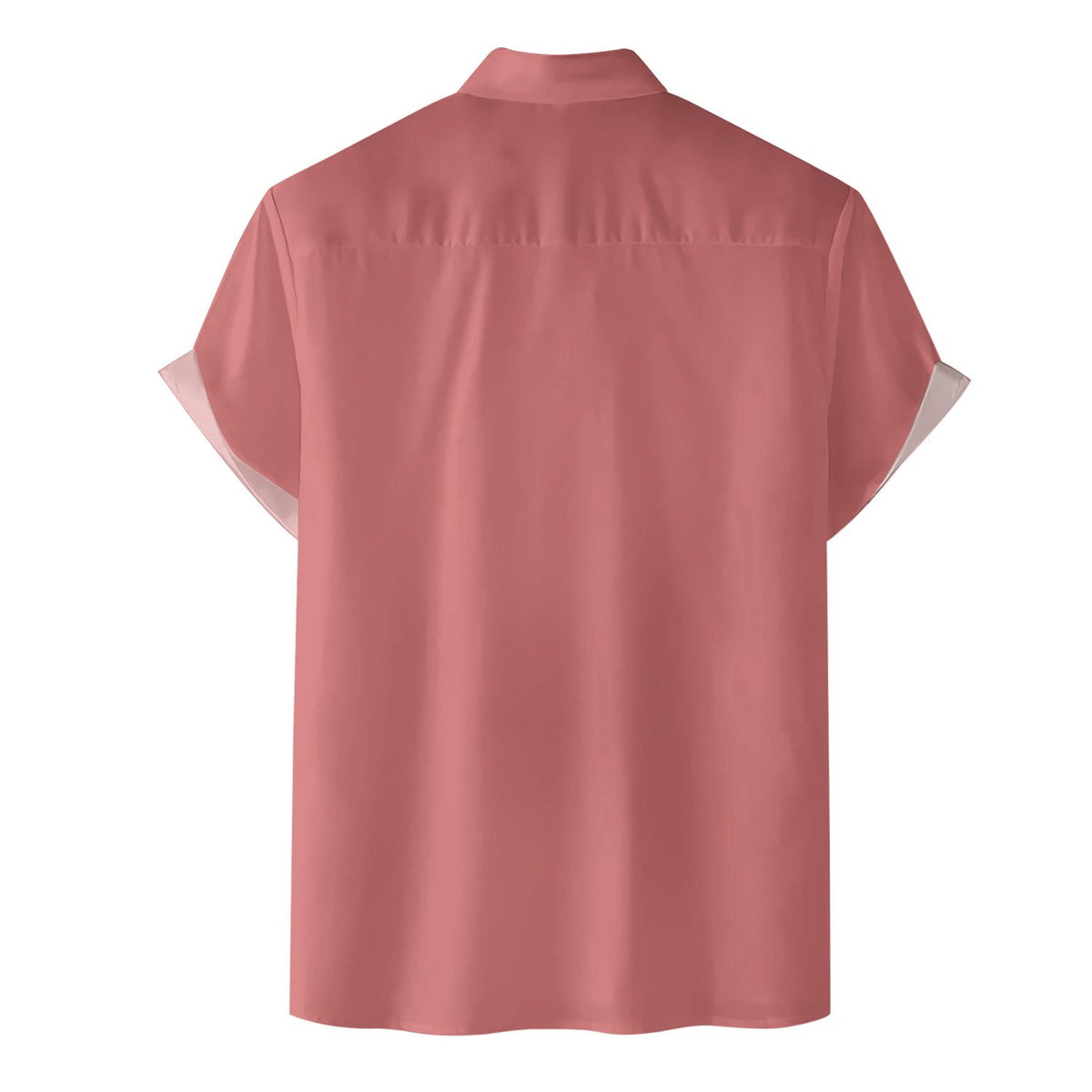 Back view of pink tropical floral hawaiian shirt