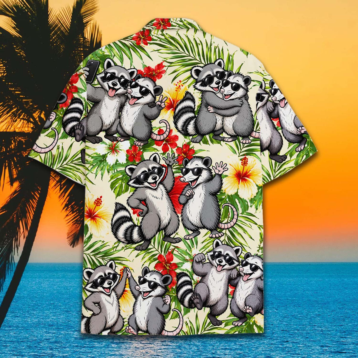 Detailed back view of the matching family hawaiian shirt