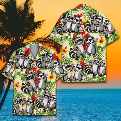 Additional front perspective of the tropical floral family hawaiian shirt