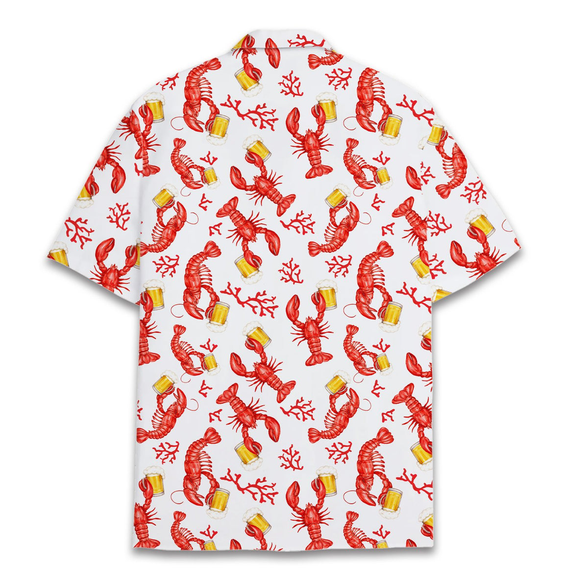 Back view of the tropical floral hawaiian shirt showing the continuous pattern