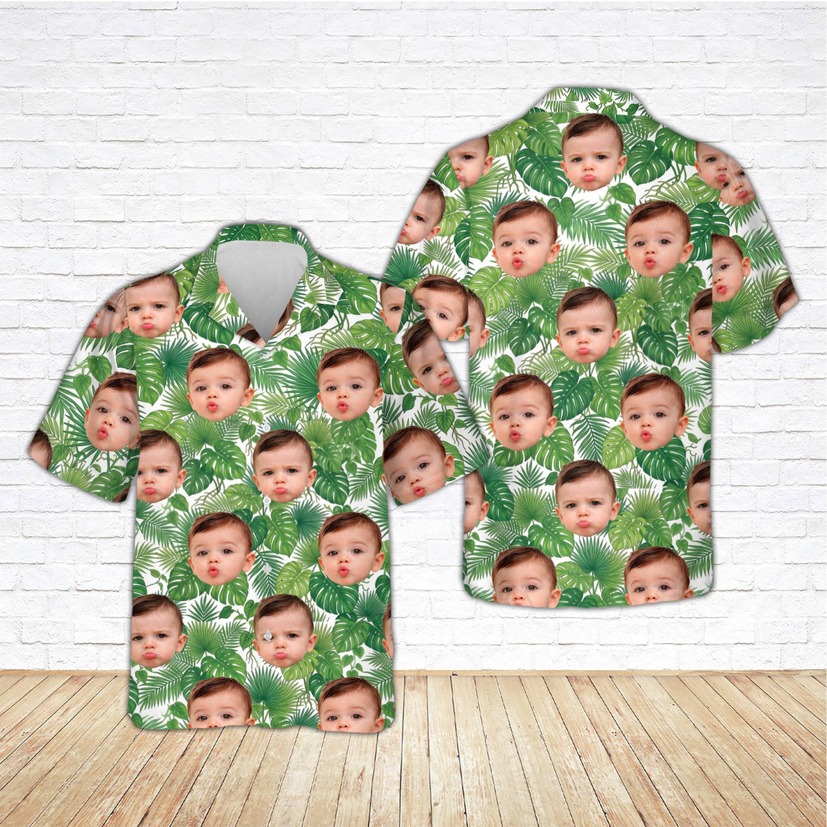 White matching family hawaiian shirt alternative variant, front view